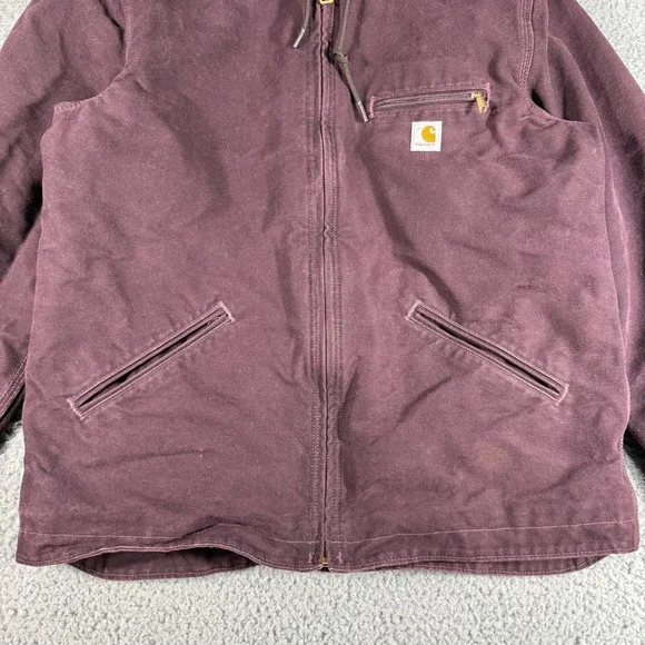 Carhartt For Women Medium Sherpa Fleece Lined Hooded Jacket Purple WJ141DWN - Picture 3 of 10